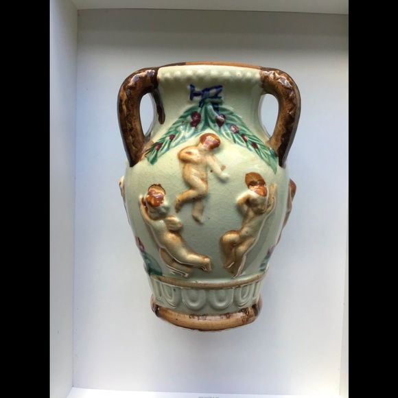 Vintage Small Porcelain Cherub Grecian Vase - Picture 1 of 8